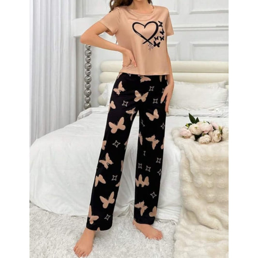 Butterflies & Heart Printed Tee with Printed Flapper PJ Set - ZARZARO