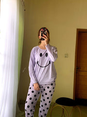 SMILE Tee & Polka Dot Palazo PJ Set