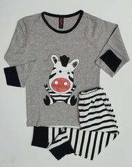 Baby Or Baba Grey and Black Zebra print Kids Night Suit