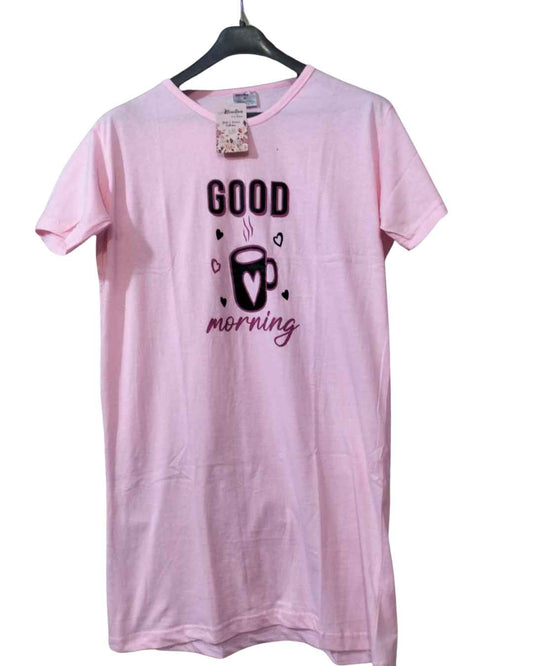 Good Morning Printed Long Shirt For Women(3 Colors)