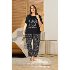 BLACK CAT MEOW - SOFT COTTON JERSERY NIGHT & LOUNGEWEAR - ZARZARO