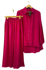 Deep Maroon Western Hylo Style Shirt With Matching Plazoo Linen Plain Co-ords Sets