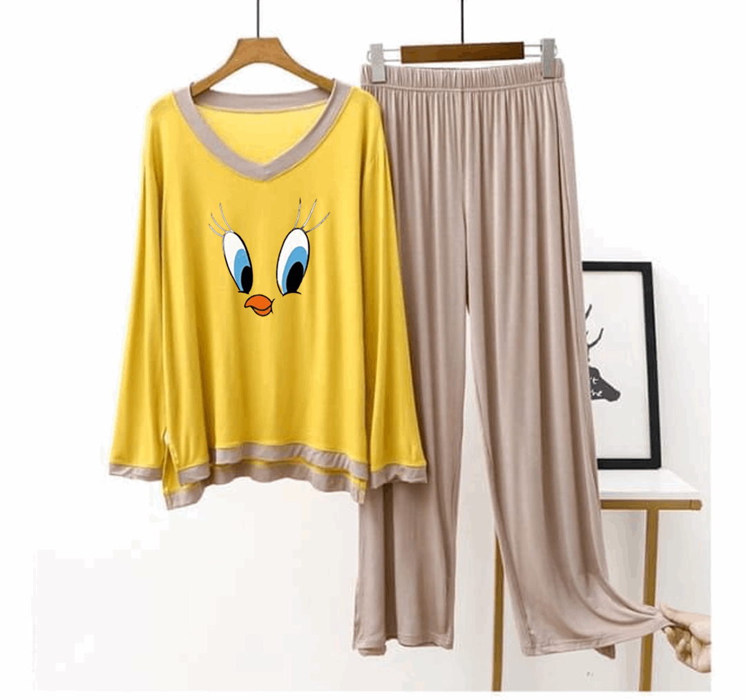 Yellow Daffy Duck T Shirt with Contrast Trouser PJ Set