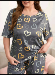 Multi Color Hearts on Gray Nightwear - ZARZARO