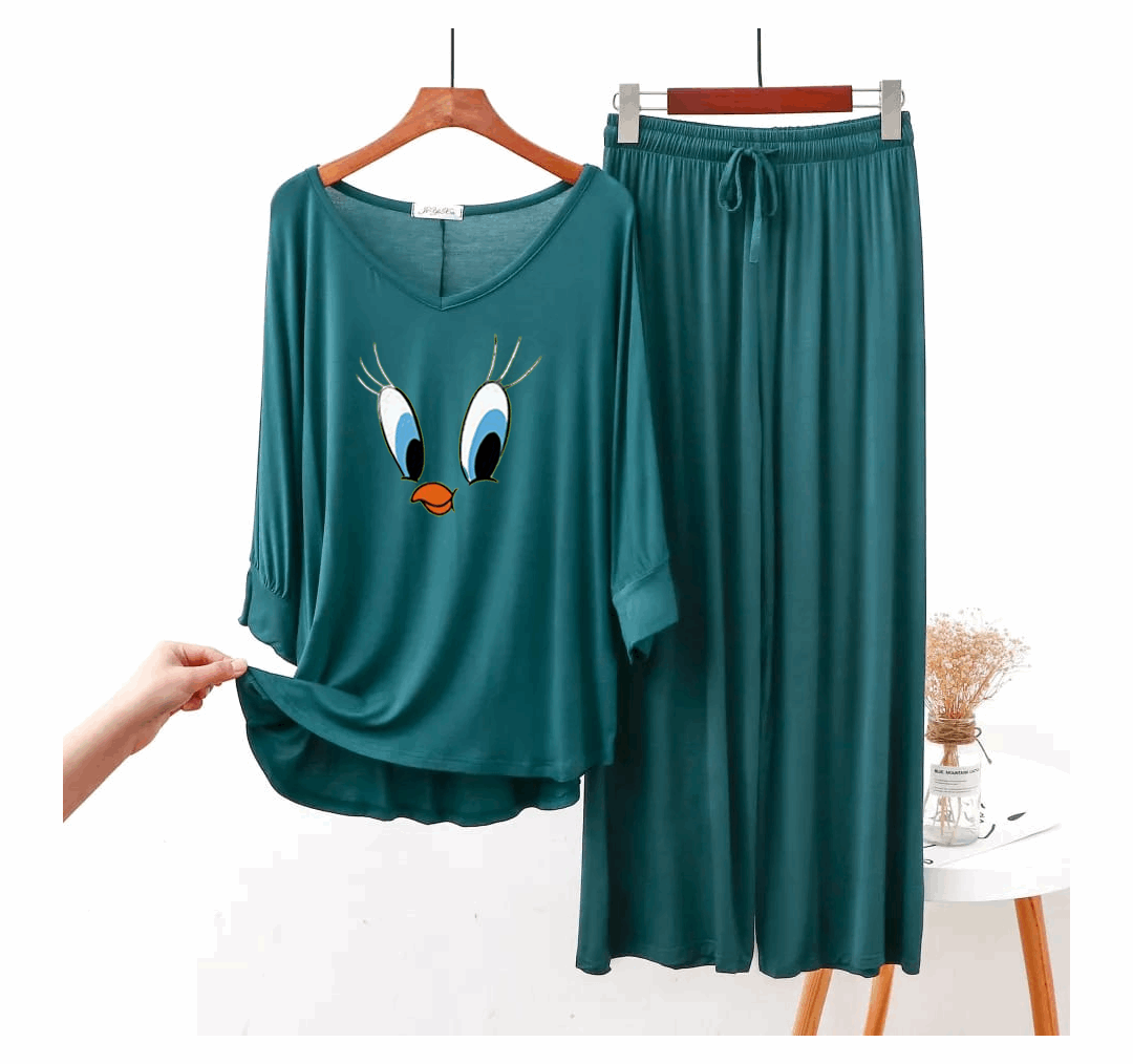 Persian Blue Daffy Duck Women Night Suit PJ Set