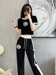 Black Women's Leisure Wear Tee & Trouser Loungewear Nightwear