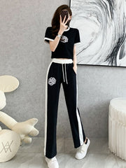 Black Women's Leisure Wear Tee & Trouser Loungewear Nightwear