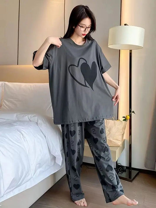 Black Heart Tee & Trouser Night Dress