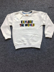 Kids "EXPLORE WORLD" Towel Embrodiery Sweatshirt for Baby & Baba Both