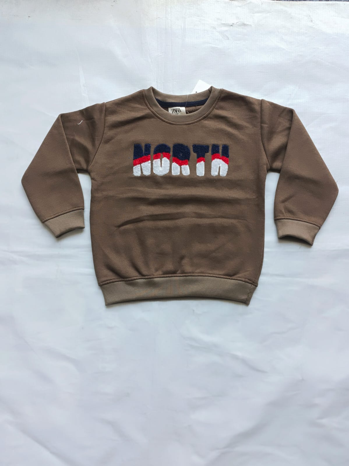 Kids "NORTH" Towel Embroidered Lush Brown Sweatshirt for Baby & Baba Both