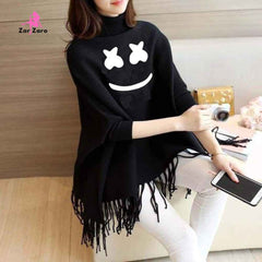 Stylish Black Printed Poncho for Girls