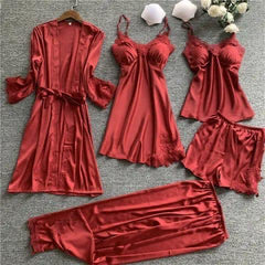 Royal Sleepwear 100% Silk 5pcs Night Dress