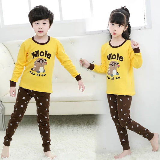 Baby or Baba Yellow and Brown MOLE print Night Suit for Kids (1 Pcs)