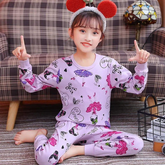 Purple I’m Lovly Barbie Print Full Sleeves Night Suit for Kids