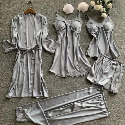 Royal Sleepwear 100% Silk 5pcs Night Dress