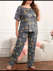 Multi Color Hearts on Gray Nightwear - ZARZARO