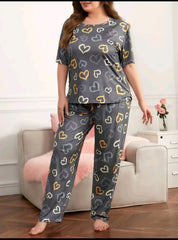 Multi Color Hearts on Gray Nightwear - ZARZARO