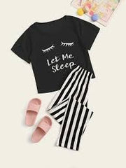 Stripe Black Nightwear Let me Sleep - ZARZARO