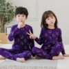 Baby or Baba Purple Moon and Stars print Night Suit for Kids (1 Pcs) - Image 2