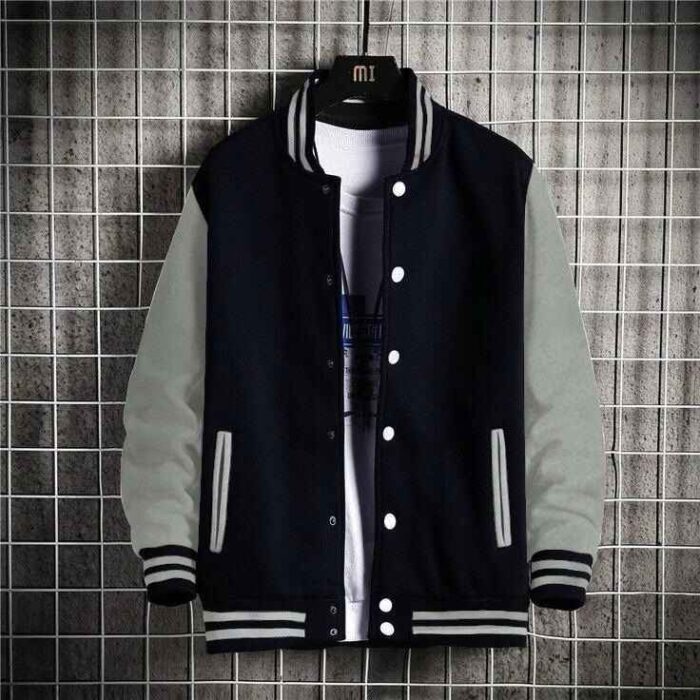Base Ball Jacket For Men & Boys - Black & Grey