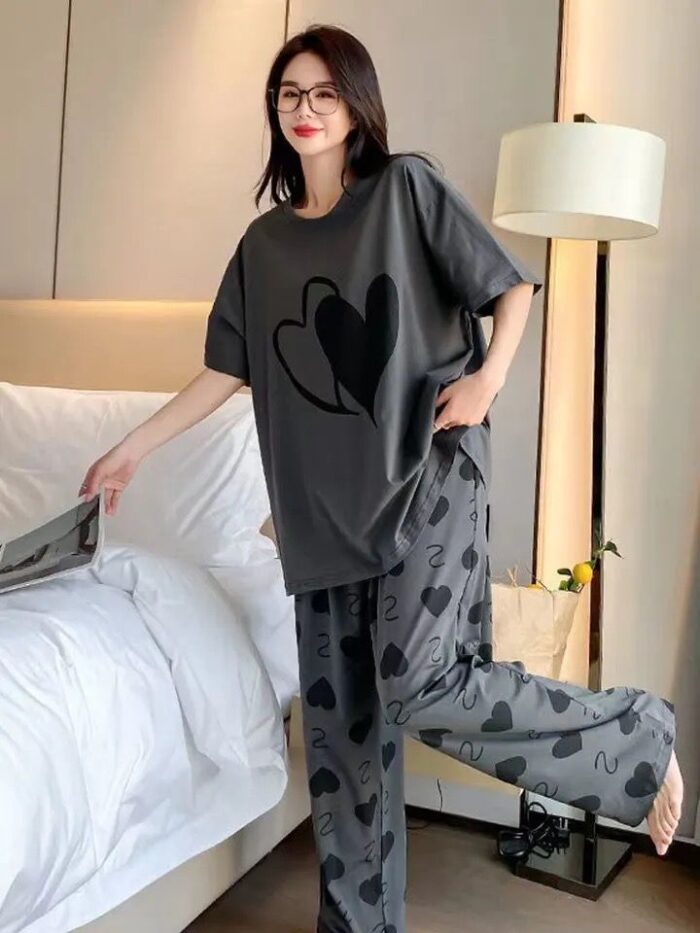 Black Heart Tee & Trouser Night Dress - Image 2