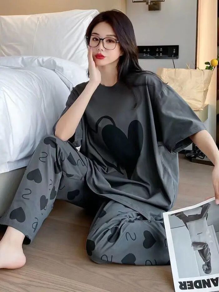 Black Heart Tee & Trouser Night Dress - Image 4