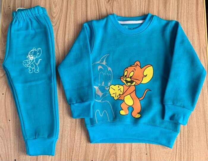 Blue Lion Print Sweatshirt With Trouser Tracksuit For Kids Baby & Baba Both - Image 2