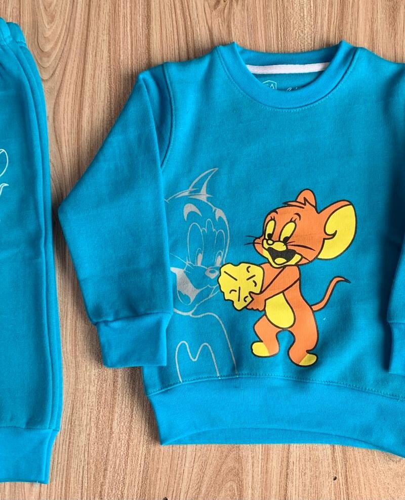 Blue Lion Print Sweatshirt With Trouser Tracksuit For Kids Baby & Baba Both