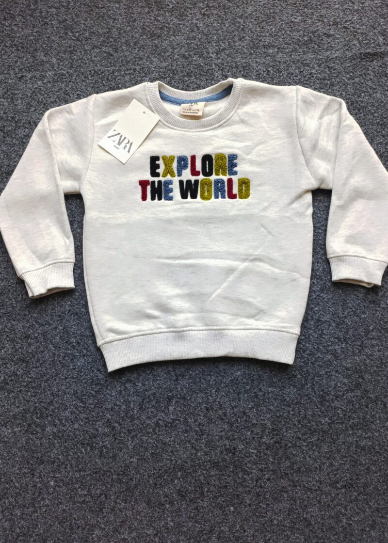Kids "EXPLORE WORLD" Towel Embrodiery Sweatshirt for Baby & Baba Both
