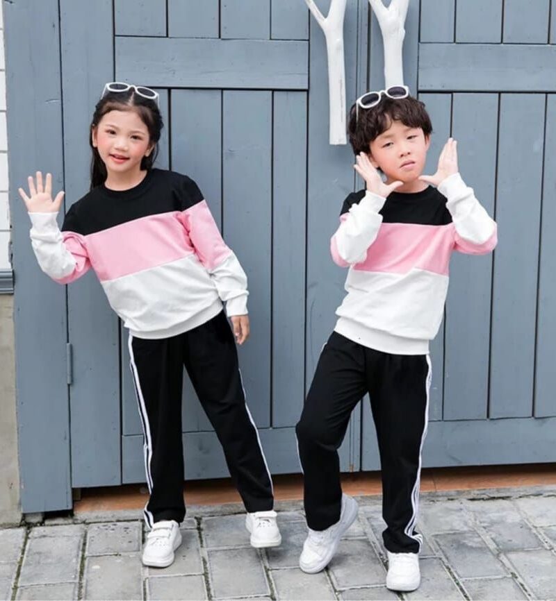 Featured image for ‘Kids Pink & Black Color Sweatshirt With Trouser Tracksuit For Kids Baby & Baba Both’