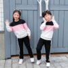 Kids Pink & Black Color Sweatshirt With Trouser Tracksuit For Kids Baby & Baba Both
