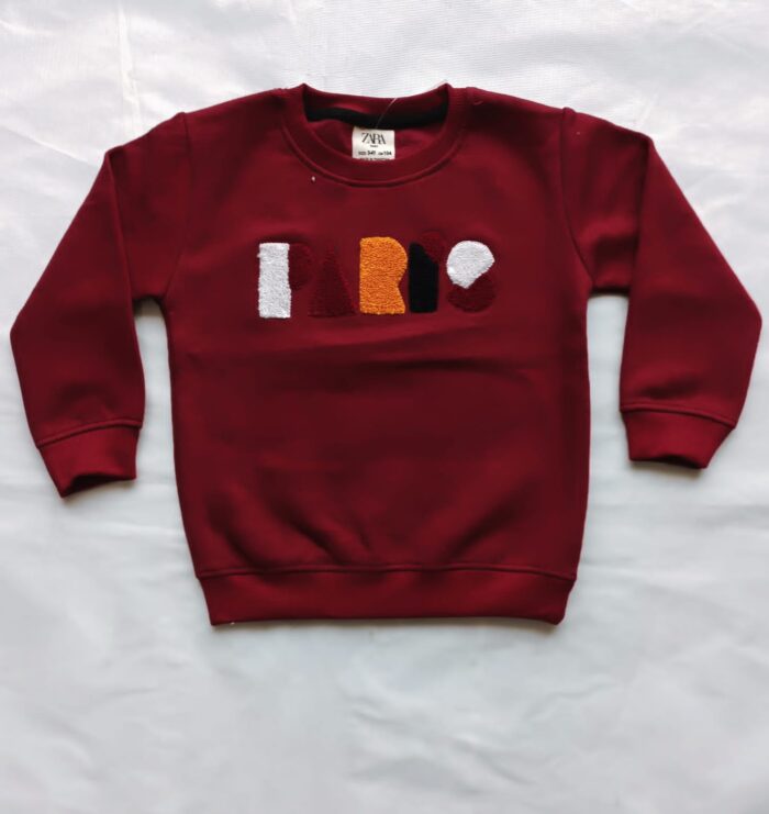 Maroon Kids "PARIS" Towel Embroidered Sweatshirt for Baby & Baba Both