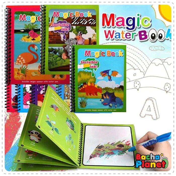 Magic Water Book: Reusable Painting & Coloring Board Book with Magic Water Pen (Random Design)