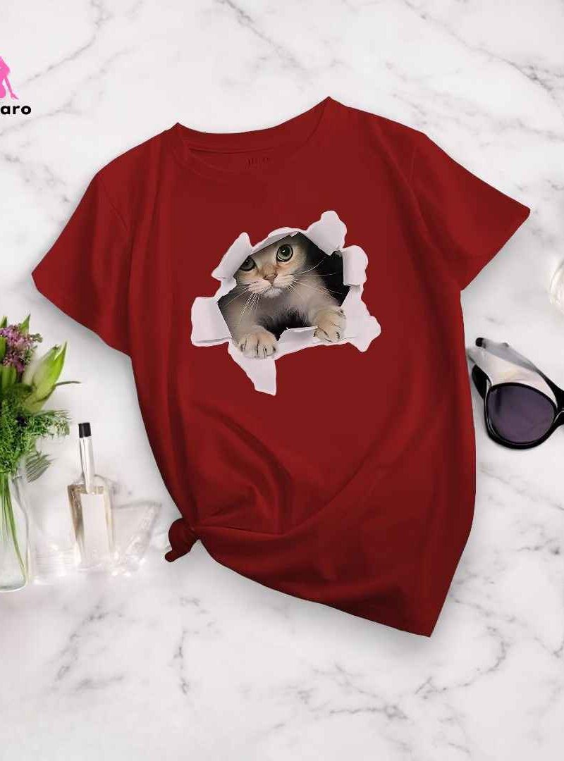 My Hiding Kitten Tee Half Sleeves