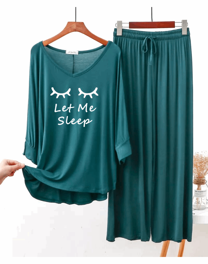 Persian Blue let me sleep Women Night Suit PJ Set