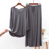 Plain Gray Tee with Plazzo Pajama Full Sleeves Suit - Nightwear - Image 3