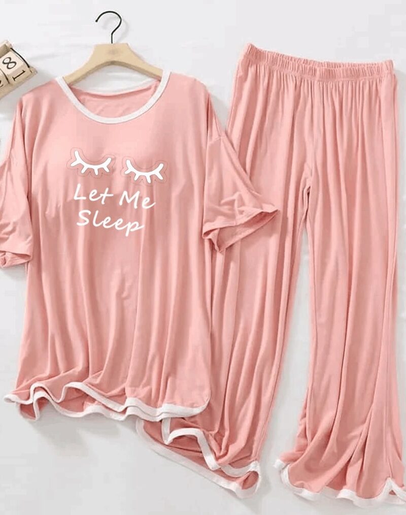 Rose Pink let me Sleep Half Sleeves Plazzo PJ Set