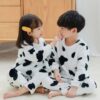 White & Black Cow Print Sweatshirt With Trouser For Kids Baby & Baba Both - Image 3