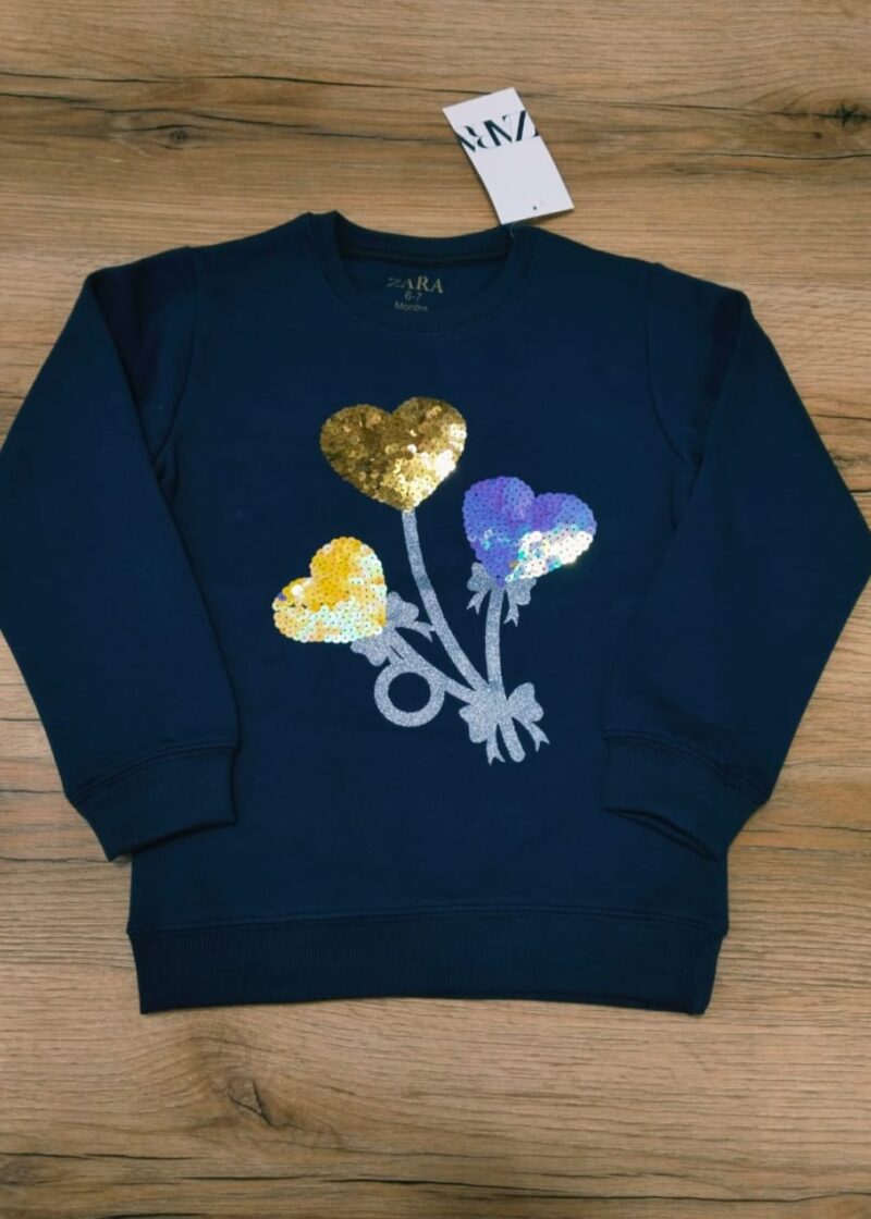 Featured image for ‘ZARA Heart Sequence Design Sweatshirt With Trouser Tracksuit For Kids Baby & Baba Both’